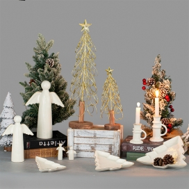 CERAMIC DECORATION-TREE AND CANDLEHOLDER AND ANGEL